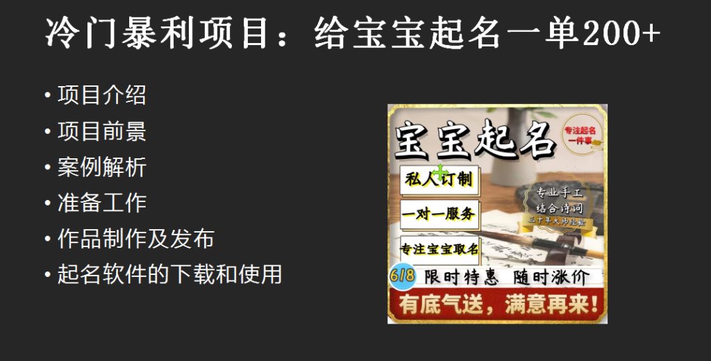 冷门暴利项目：给宝宝起名（一单100 ）内附教程工具-秦汉日记