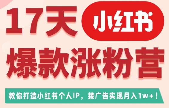 17天小红书爆款涨粉营，教你打造小红书博主IP、变现的秘诀！-秦汉日记