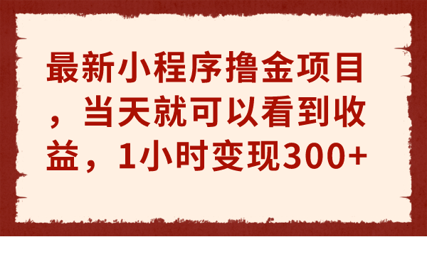 最新小程序撸金项目，当天就可以看到收益，1小时变现300+-秦汉日记