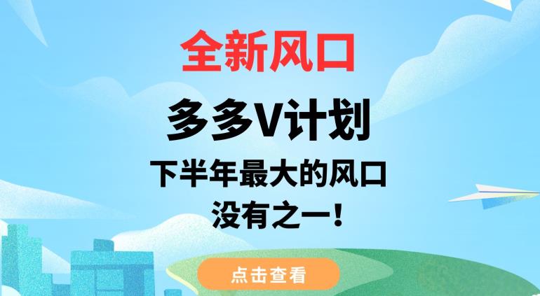 全新风口，多多V计划，下半年最大的风口项目，没有之一-秦汉日记