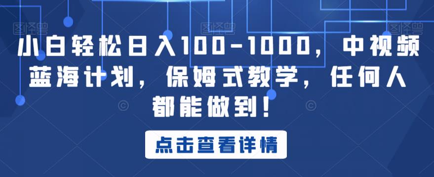 从零开始，轻松日入100-1000！中视频蓝海计划，保姆式教学！-秦汉日记