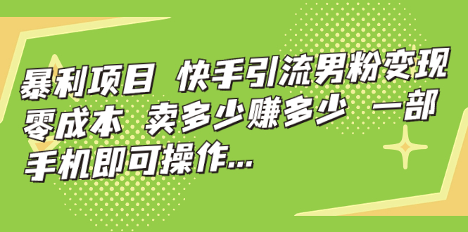 快手引流男粉变现项目：零成本、卖多少赚多少的暴利机会-秦汉日记