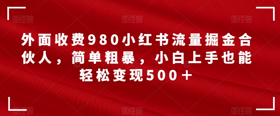 外面收费980小红书流量掘金合伙人，简单粗暴，小白能轻松变现500-秦汉日记