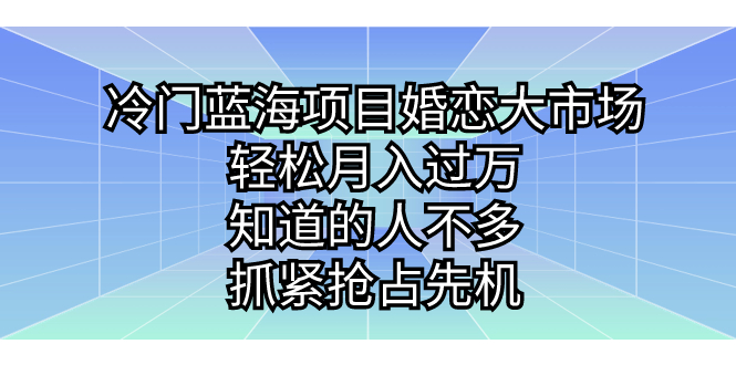 揭秘冷门蓝海项目：婚恋大市场，轻松月入过万，抓紧抢占先机-秦汉日记