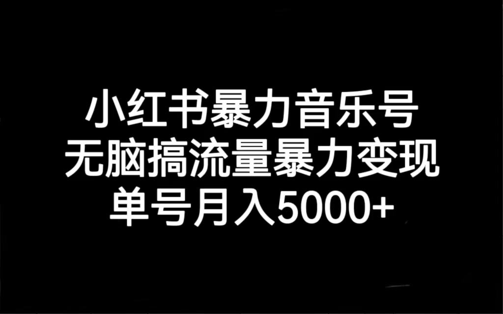 揭秘小红书暴力音乐号：无脑搞流量暴力变现，单号月入5000+-秦汉日记