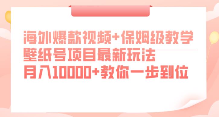 海外爆款视频+保姆级教学，壁纸号项目最新玩法，月入10000+-秦汉日记