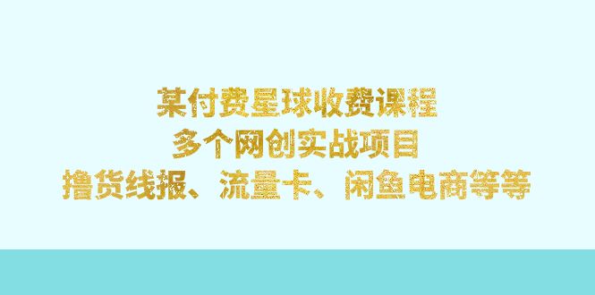 打造网创实战项目，掌握撸货线报、流量卡和闲鱼电商技巧-秦汉日记