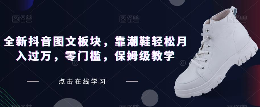 全新抖音新图文板块：潮鞋轻松月入过万，零门槛保姆级教学-秦汉日记