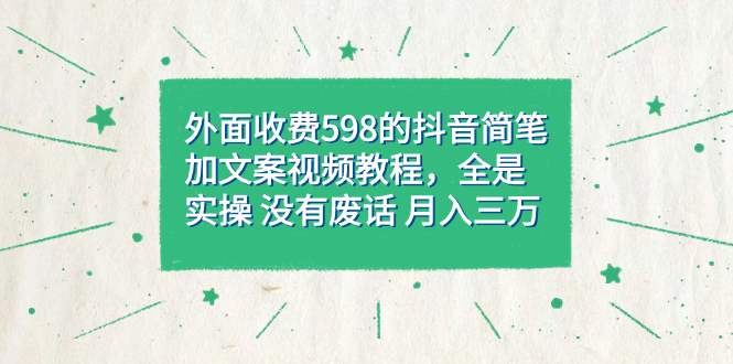 外面收费598抖音简笔加文案教程，全是实操 没有废话 月入三万-秦汉日记