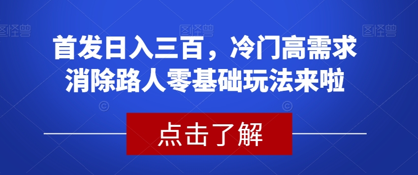 揭秘冷门高需求消除路人零基础玩法！首发稳定日入两三百-秦汉日记