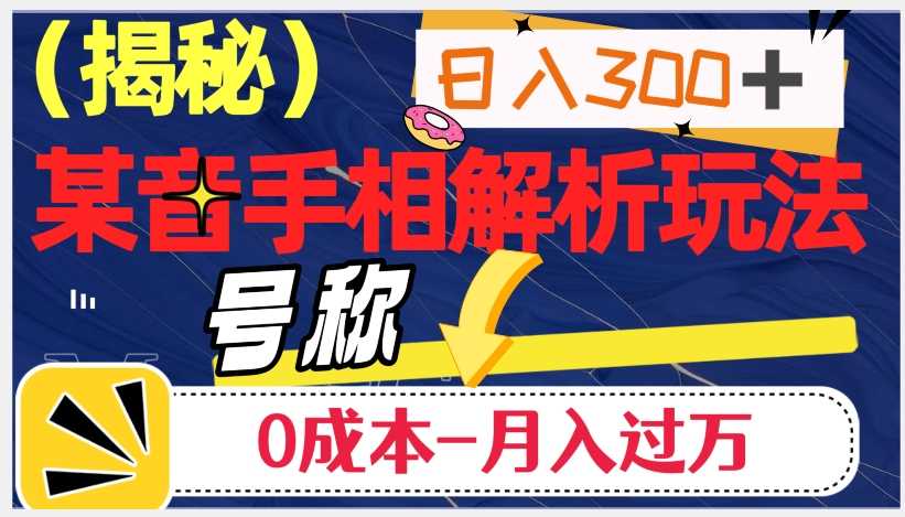 抖音手相解析玩法：日入300+，0成本月入过万的神奇之道-秦汉日记