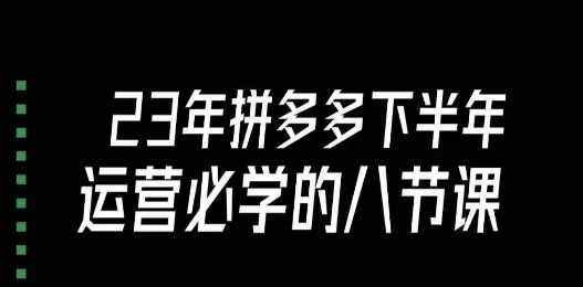 拼多多运营进阶必学，大牙带你掌握23年下半年的高级课程（共18节-秦汉日记