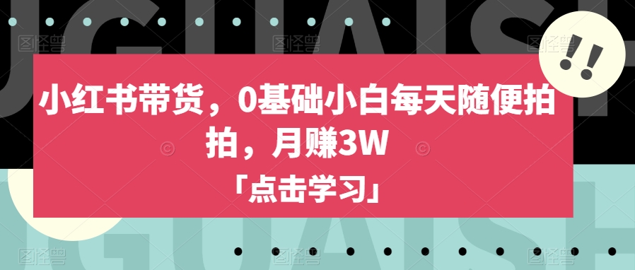 小红书带货新玩法，0基础小白也能月赚3W【揭秘方法】-秦汉日记