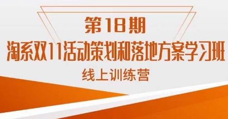 淘系双11活动策划和落地方案线上课：打造双11销售奇迹的必备课程-秦汉日记