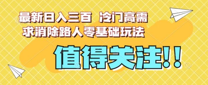 最新日入三百，冷门高需求消除路人零基础玩法【揭秘】-秦汉日记