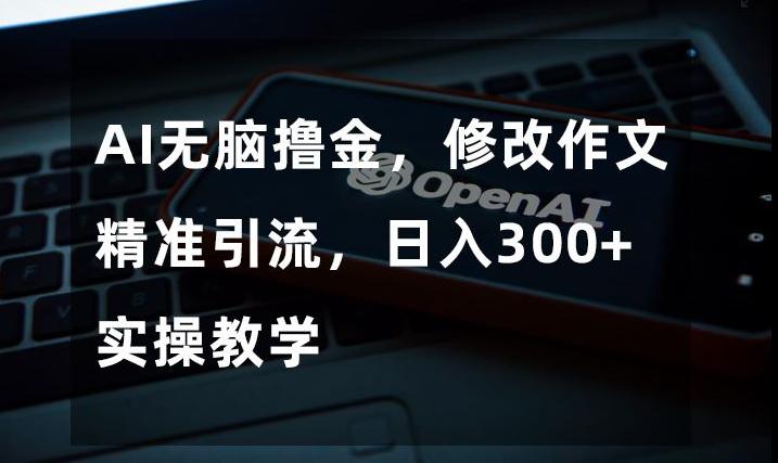 AI无脑撸金，修改作文精准引流，日入300+，实操教学【揭秘】-秦汉日记