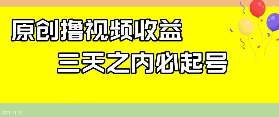 最新撸视频收益，三天之内必起号，一天保底100+【揭秘】-秦汉日记