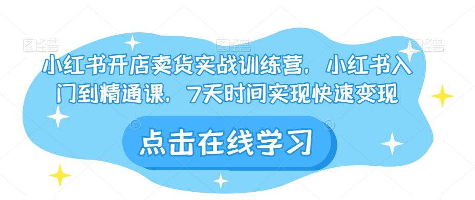 小红书开店卖货实战训练营，入门到精通课，7天时间实现快速变现-秦汉日记