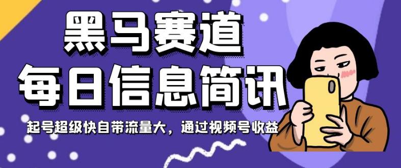 黑马赛道每日信息简讯，起号超级快自带流量大，视频号变现收益-秦汉日记