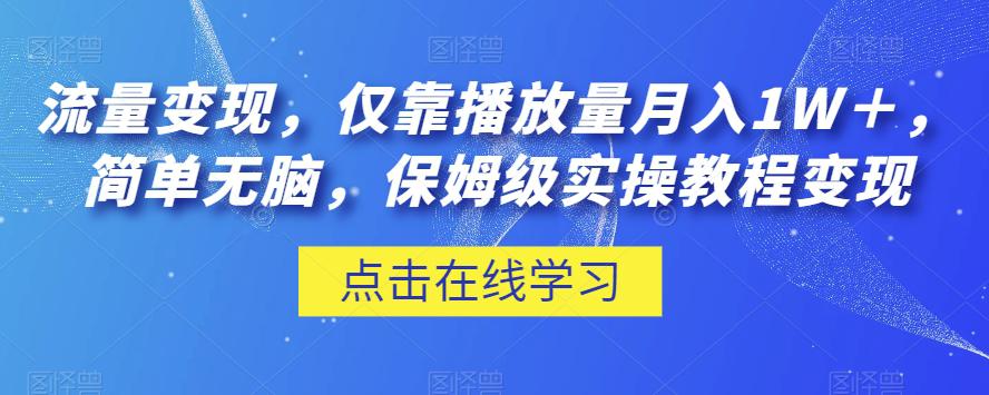 流量变现，仅靠播放量月入1W＋，简单无脑，保姆级实操教程-秦汉日记