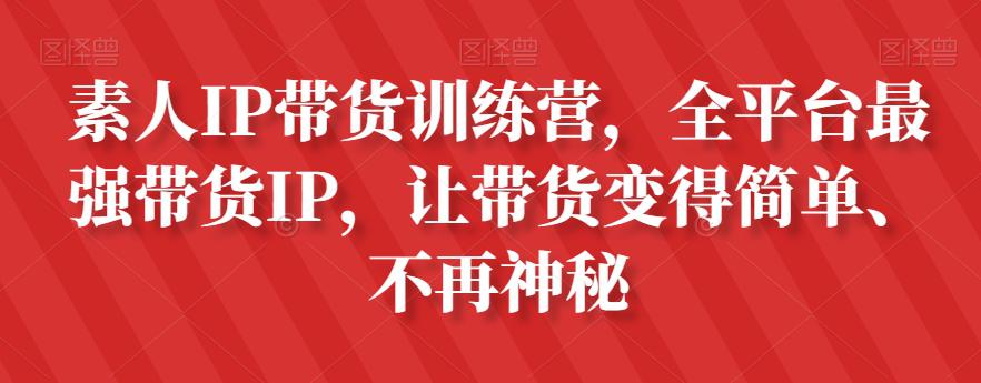 素人IP带货攻略：全平台最强带货IP，让带货变得简单、不再神秘-秦汉日记