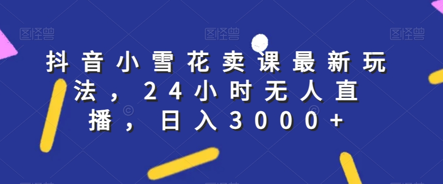 抖音小雪花卖课最新玩法，24小时无人直播，日入3000+【揭秘】-秦汉日记