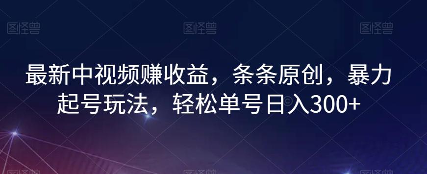 最新中视频赚收益，条条原创，暴力起号玩法，轻松单号日入300+-秦汉日记