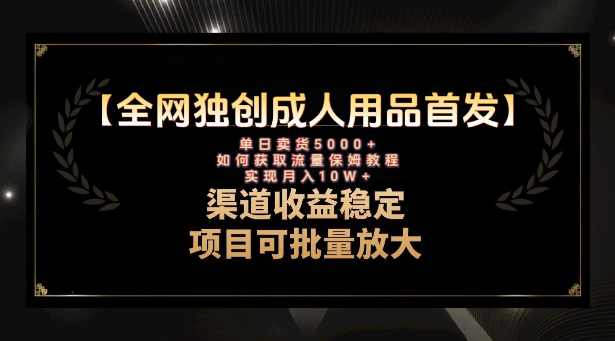 最新全网独创首发，成人用品赛道引流获客，月入10w保姆级教程-秦汉日记