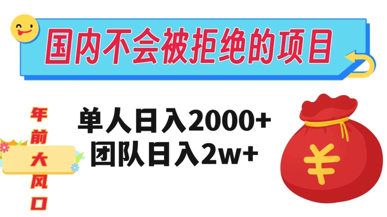 在国内不怕被拒绝的项目，单人日入2000，团队日入20000-秦汉日记