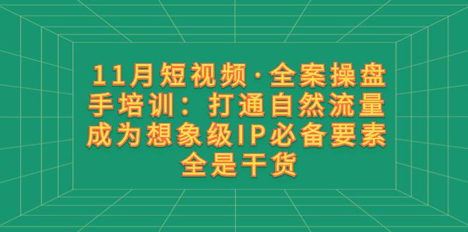 短视频·全案操盘手培训：打通自然流量 成为想象级IP必备要素-秦汉日记