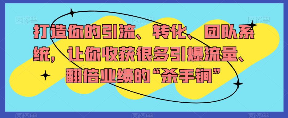 打造你的引流、转化、团队系统，让你收获很多引爆流量、翻倍业绩-秦汉日记