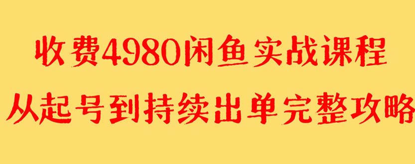 闲鱼无货源实战教程 单号4000+【外面收费4980】-秦汉日记