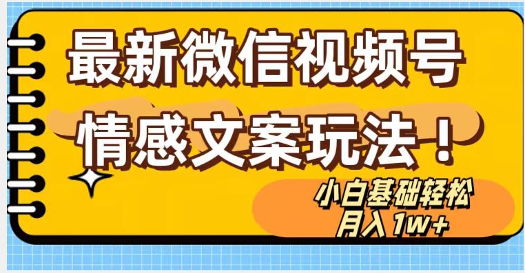 微信视频号情感文案最新玩法，小白轻松月入1万+无脑搬运【揭秘】-秦汉日记