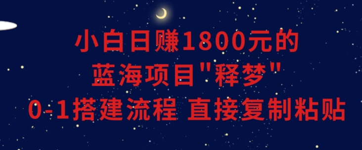 小白能日赚1800元蓝海项目”释梦”0-1搭建流程可直接复制粘贴长期-秦汉日记