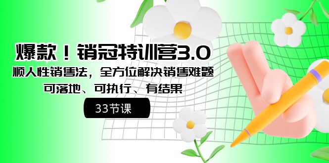 爆款！销冠特训营3.0之顺人性销售法，全方位解决销售难题-秦汉日记