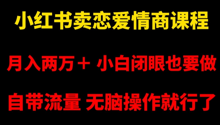 小红书卖恋爱情商课程，月入两万＋，小白闭眼也要做，自带流量-秦汉日记