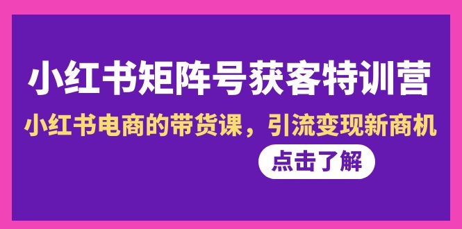 小红书矩阵号获客营-第10期，小红书电商的带货特训课，引流变现-秦汉日记