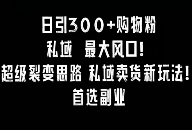 每日引300+购物粉，超级裂变新思路，私域卖货新玩法，小红书首选-秦汉日记