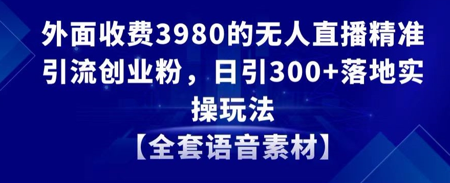 无人直播精准引流创业粉，日引300+落地实操玩法【外面收费3980】-秦汉日记