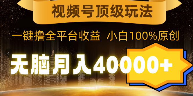 视频号顶级玩法，无脑月入40000+，一键撸全平台收益，100%原创-秦汉日记