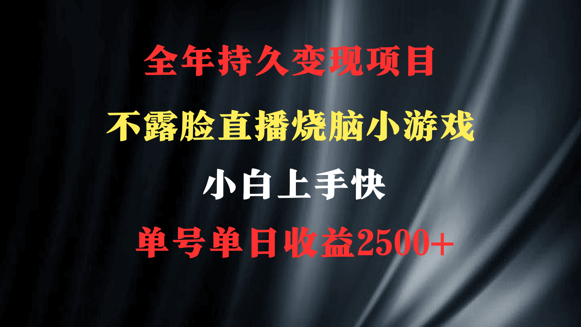 2024年最优项目烧脑小游戏不露脸直播 小白上手快 一天收益2500+-秦汉日记