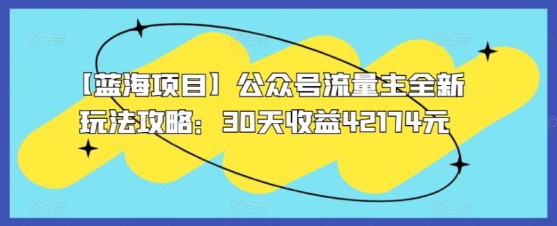 【蓝海领域】公众号流量主全新玩法攻略：30天收益42174元【揭秘】-秦汉日记