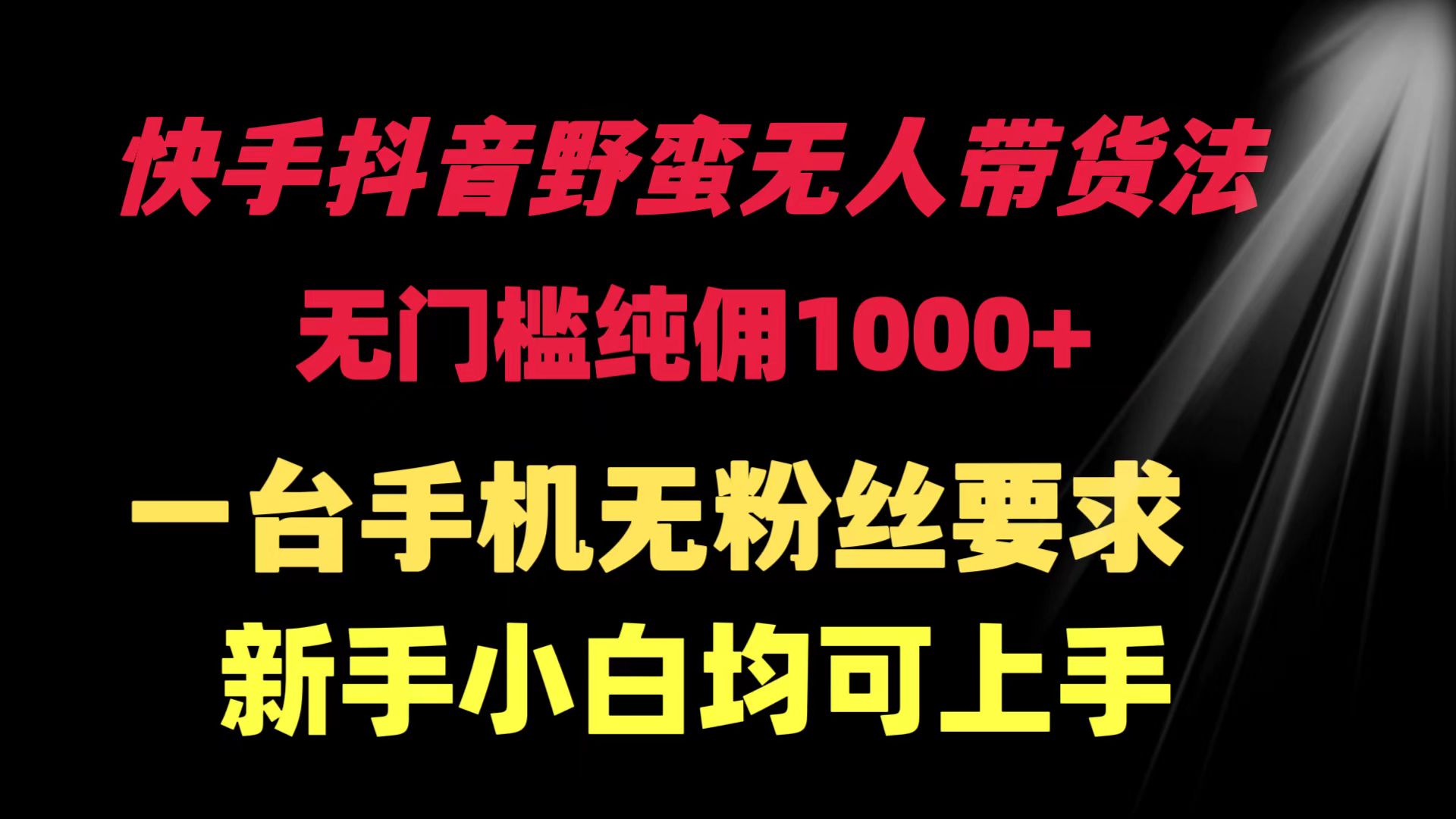 快手抖音野蛮无人带货法 无门槛纯佣1000+ 一台手机无粉丝要求-秦汉日记