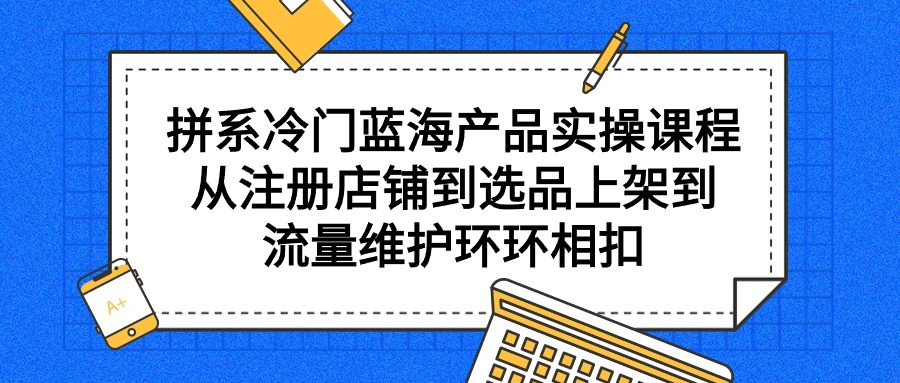 拼系冷门蓝海产品课程，从注册店铺到选品上架到流量维护环环相扣-秦汉日记