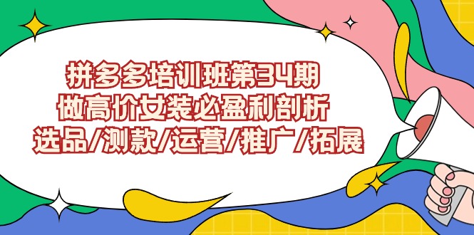 拼多多开店培训班第34期：做高价女装必盈利剖析 选品/测款/运营-秦汉日记