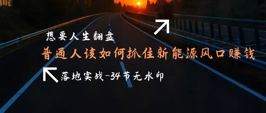 想要人生翻盘，普通人如何抓住新能源风口赚钱，落地实战案例课-秦汉日记