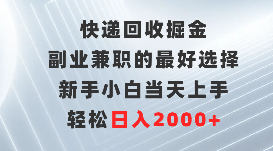 快递回收掘金，副业兼职的更好选择，新手小白当天上手，日入2000+-秦汉日记