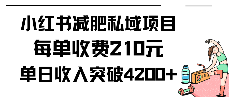 小红书减肥私域项目每单收费210元单日成交20单，最高日入4200+-秦汉日记