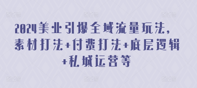 2024美业引爆全域流量玩法，素材打法 付费打法 底层逻辑 私城运营-秦汉日记