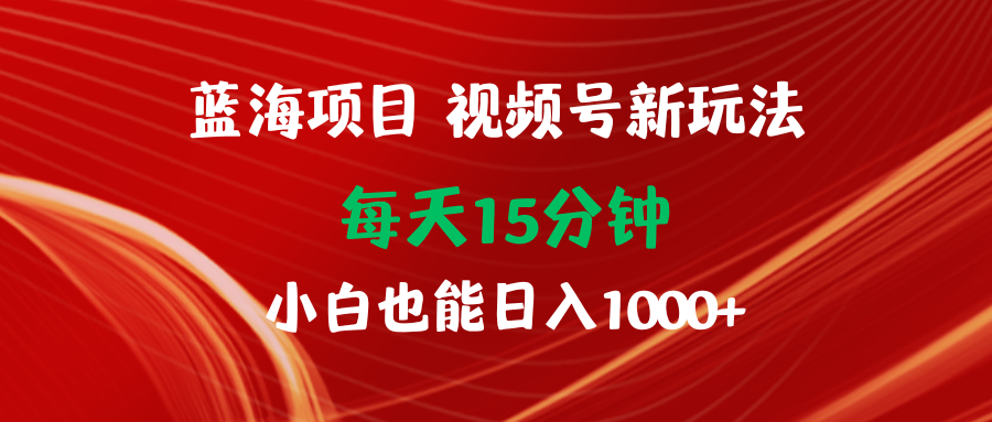 蓝海项目视频号新玩法 每天15分钟 小白也能日入1000+-秦汉日记